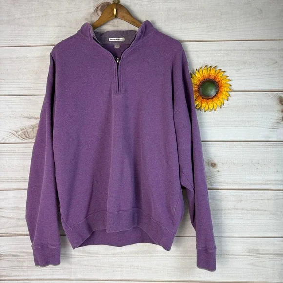 Peter Millar Mens XL Purple Quarter Zip Long Sleeve Pullover Sweatshirt - Picture 1 of 3